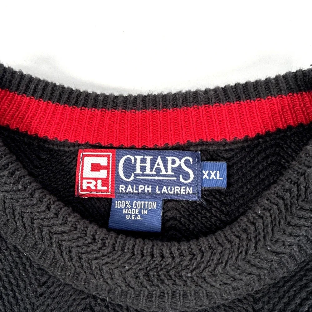 Vintage Mens Chaps‎ Ralph Lauren Knit Heavy Sweater Size XXL Cotton Made In USA